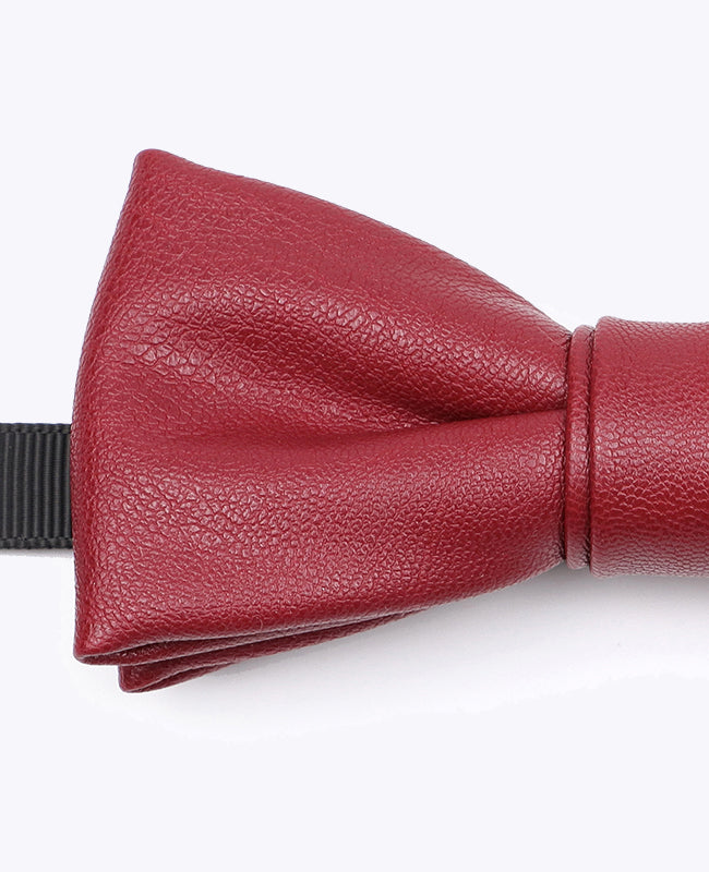 Vlinderdas Rood Heren in Leer "Achille"