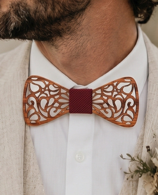 Noeud Papillon Rouge Homme en Bois «Hercule»
