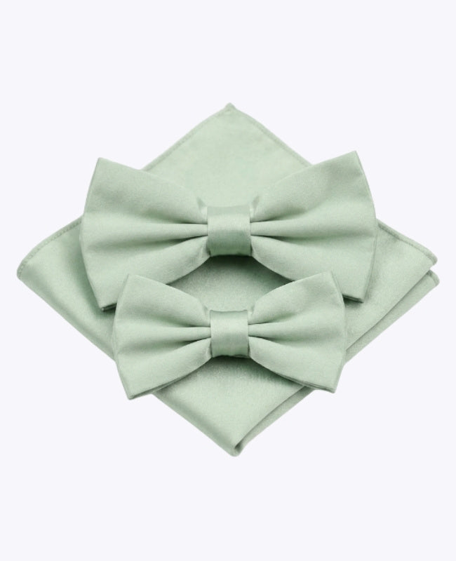 Vlinderdassen Groen nr.1 Vader & Zoon + Pochet in Polyester "Anatole"