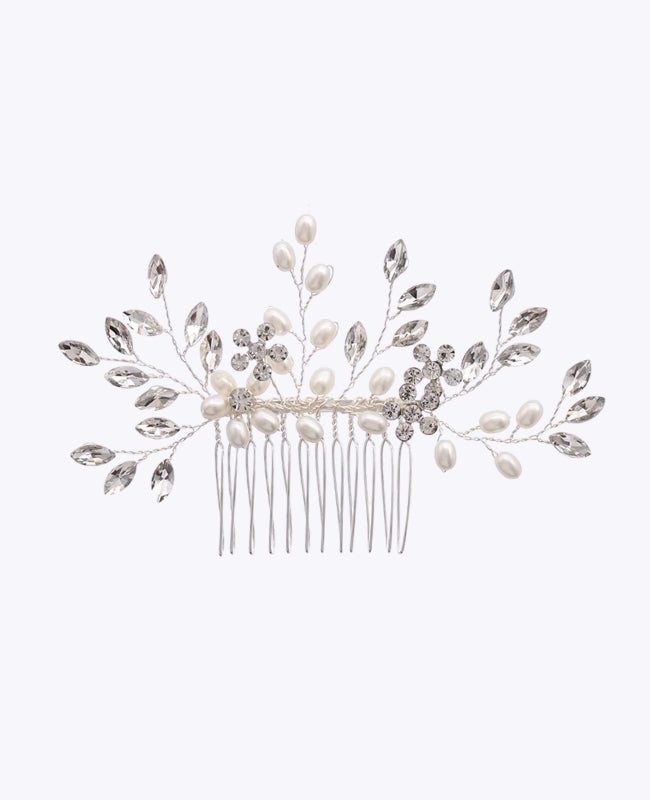 Peigne Fleuri Argent n°1 Femme «Élise»