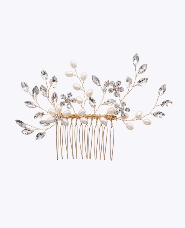 Peigne Fleuri Doré n°1 Femme «Élise»