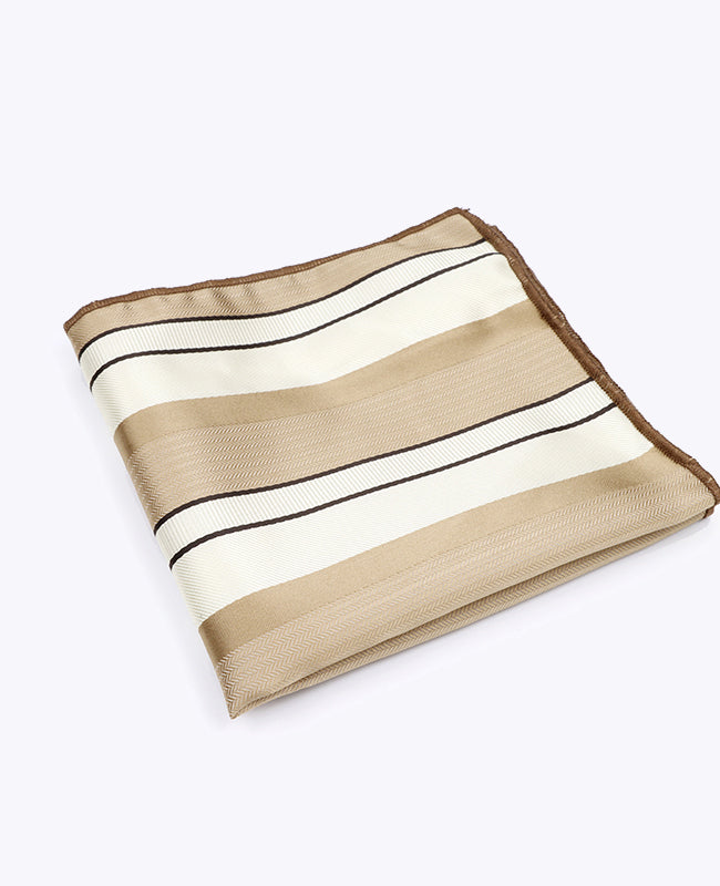 Pochet Beige nr.1 Gestreept in Polyester "Edmond"