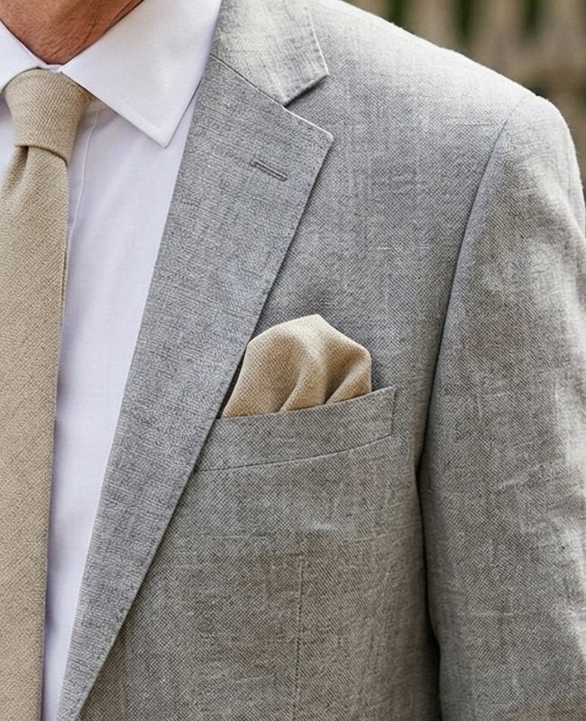 Pochet Beige nr.2 in Linnen "Basile"