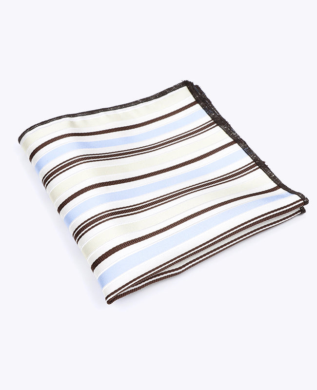 Pochet Wit Gestreept in Polyester "Edmond"