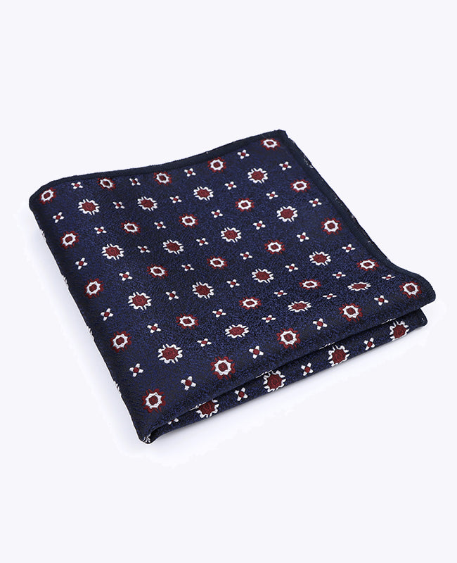 Pochet Blauw nr.1 Met Patronen in Polyester "Edmond"
