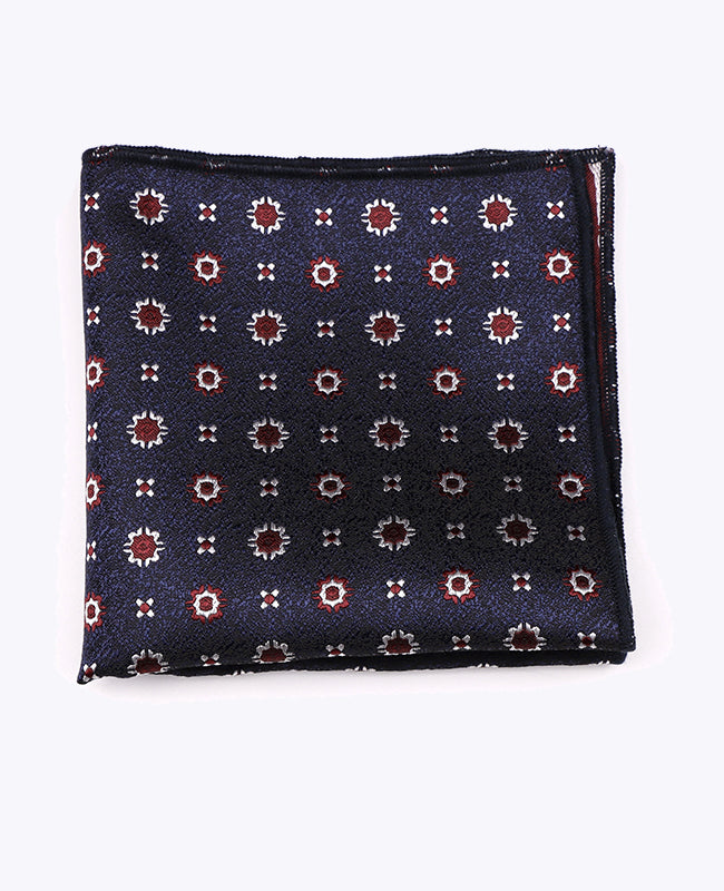 Pochet Blauw nr.1 Met Patronen in Polyester "Edmond"