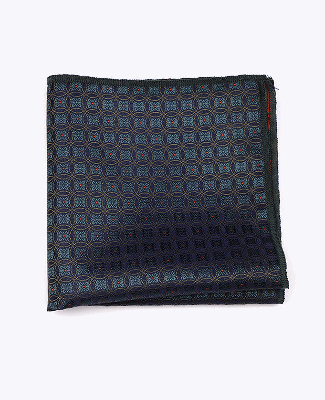 Pochet Blauw nr.2 Met Patronen in Polyester "Edmond"