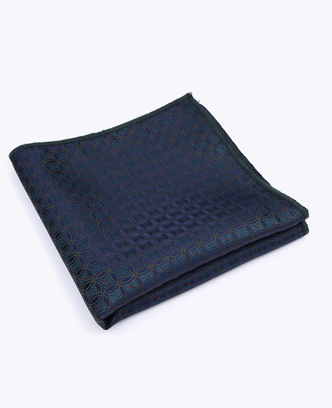 Pochet Blauw nr.2 Met Patronen in Polyester "Edmond"