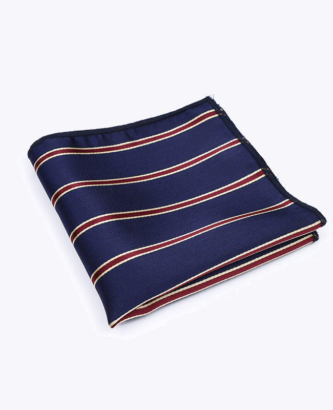 Pochet Blauw Gestreept in Polyester "Edmond"