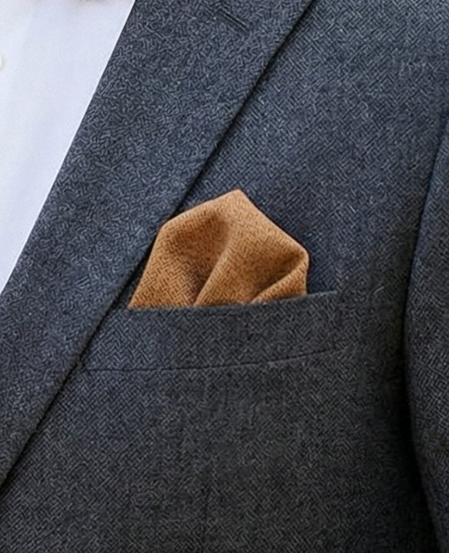 Pochette de Costume Marron n°1 en Effet Velours «Simon»