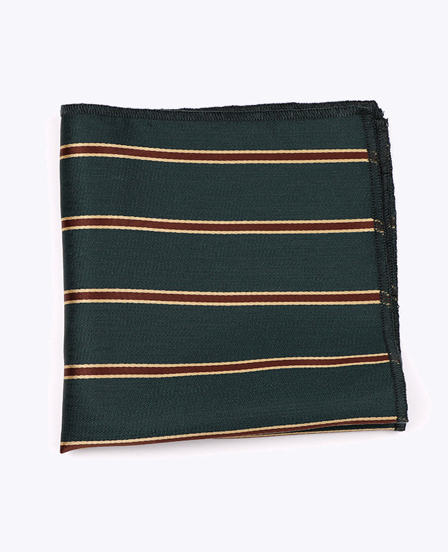 Pochet Groen Gestreept in Polyester "Edmond"