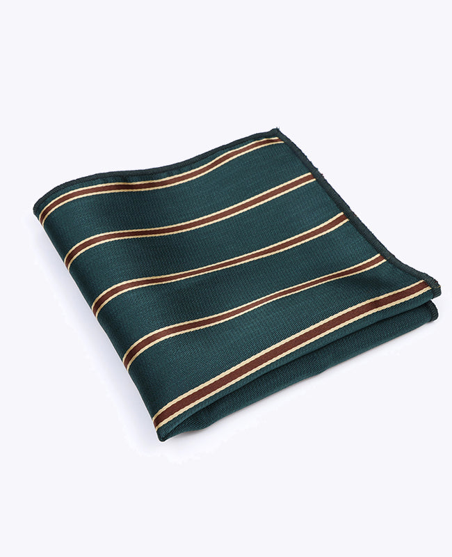 Pochet Groen Gestreept in Polyester "Edmond"