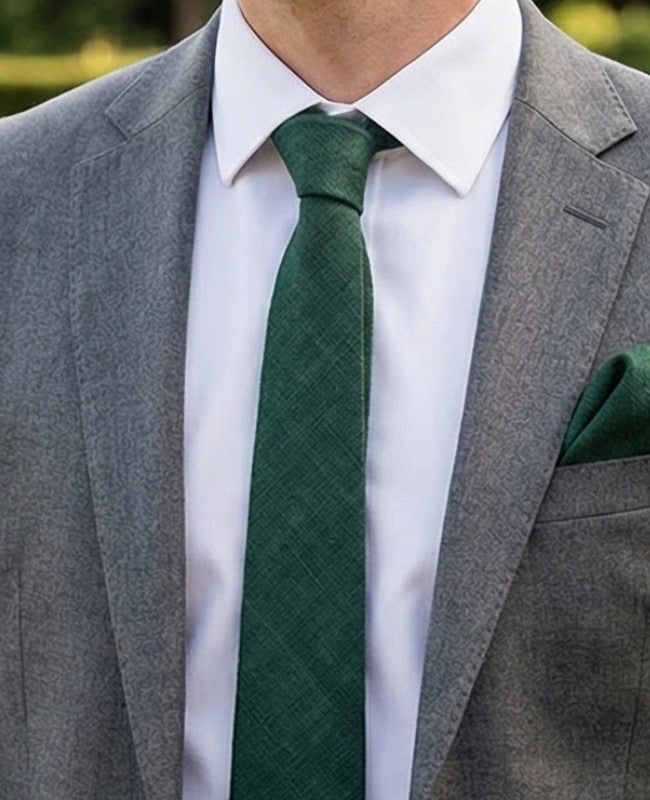 Cravate Vert n°4 Homme en Lin «Basile»