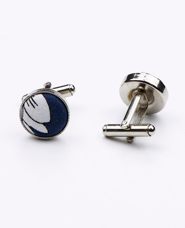 Boutons de Manchette Liberty Bleu n°2 en Coton | Clovis - Unipap's