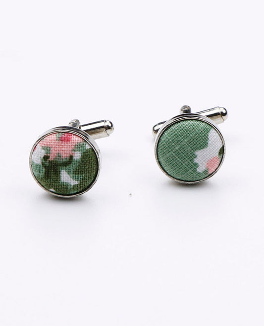 Boutons de Manchette Liberty Vert n°3 en Coton | Gaspard - Unipap's